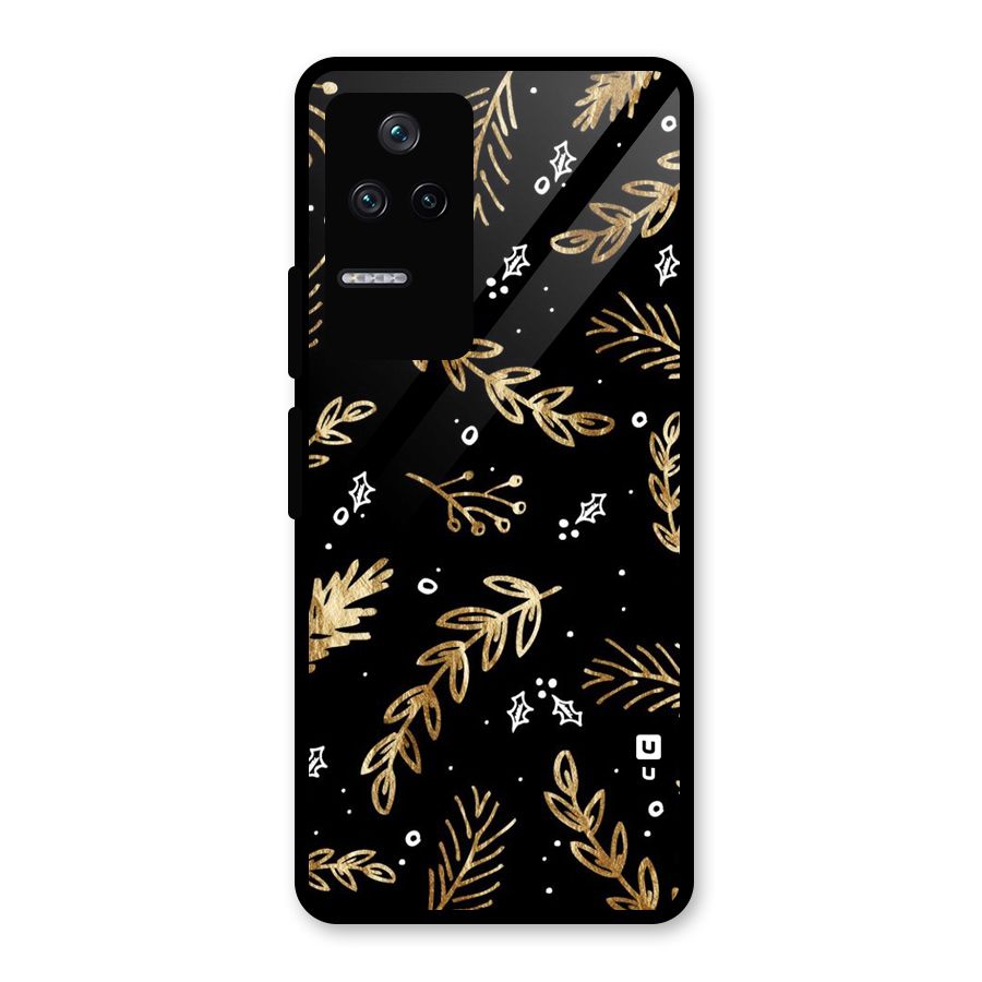 Gold Palm Leaves Glass Back Case for Poco F4 5G
