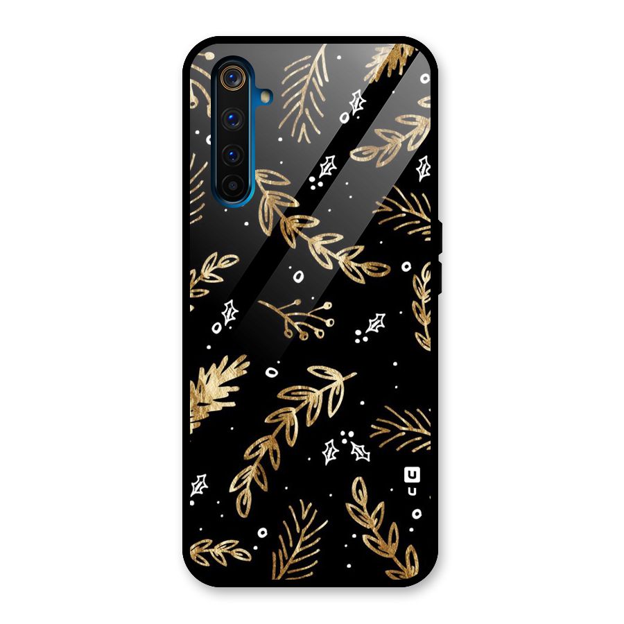 Gold Palm Leaves Glass Back Case for Realme 6 Pro