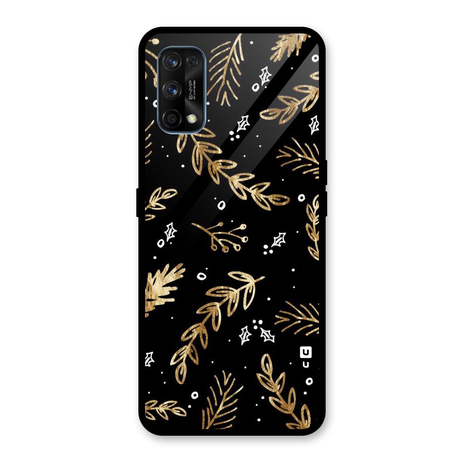 Gold Palm Leaves Glass Back Case for Realme 7 Pro