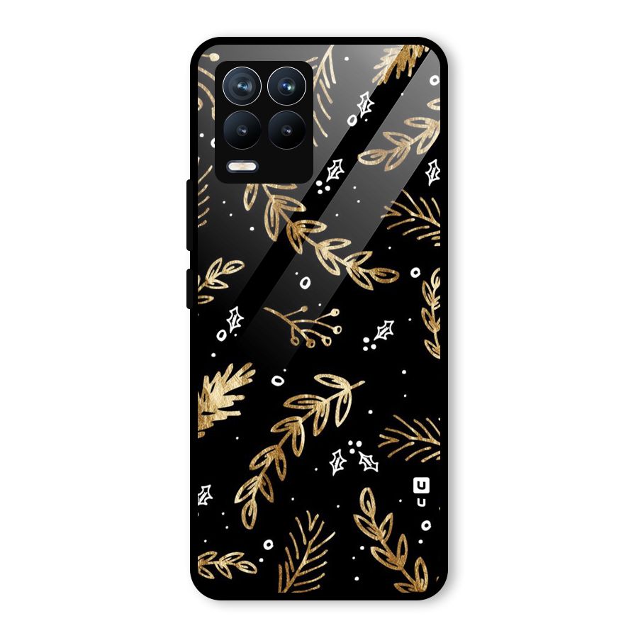 Gold Palm Leaves Glass Back Case for Realme 8