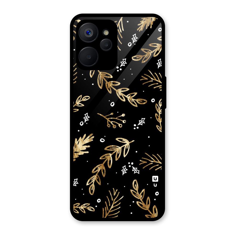Gold Palm Leaves Glass Back Case for Realme 9i 5G
