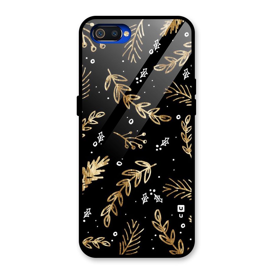 Gold Palm Leaves Glass Back Case for Realme C2