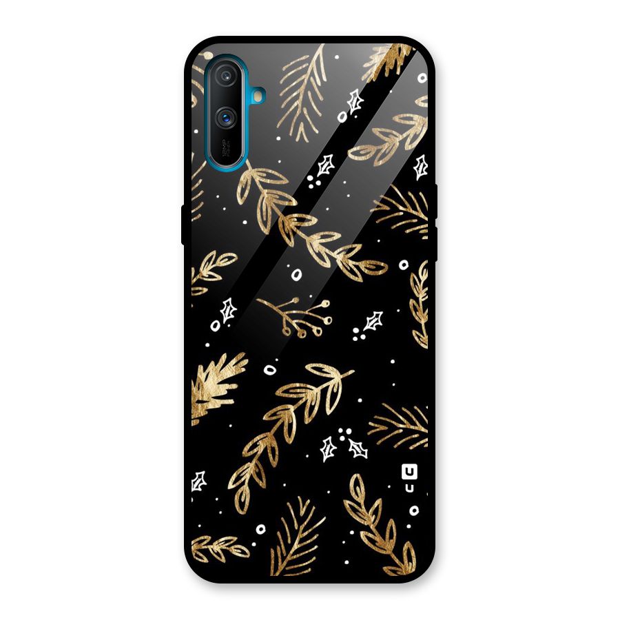 Gold Palm Leaves Glass Back Case for Realme C3