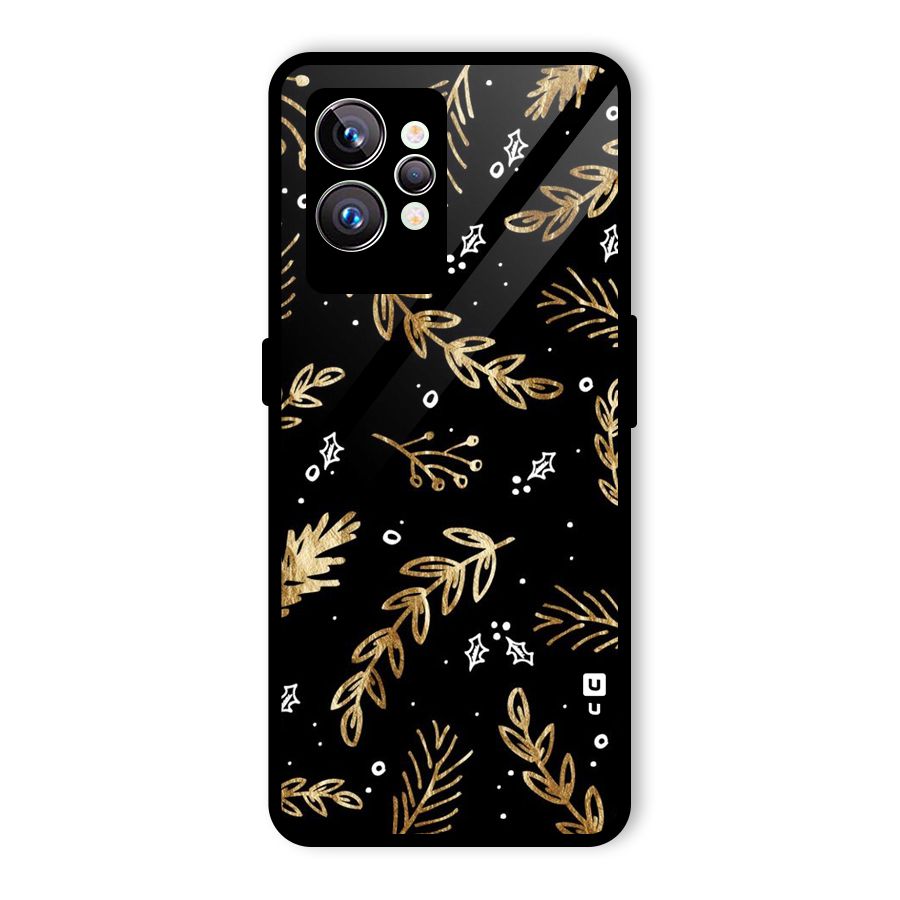 Gold Palm Leaves Glass Back Case for Realme GT2 Pro
