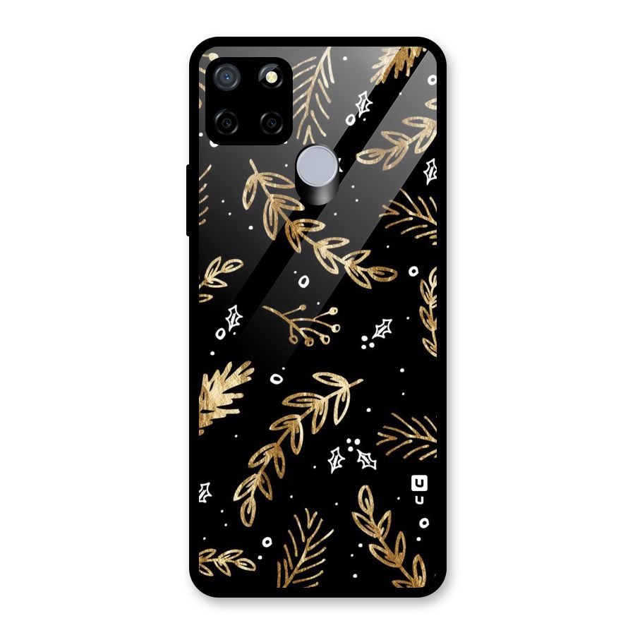 Gold Palm Leaves Glass Back Case for Realme Narzo 20
