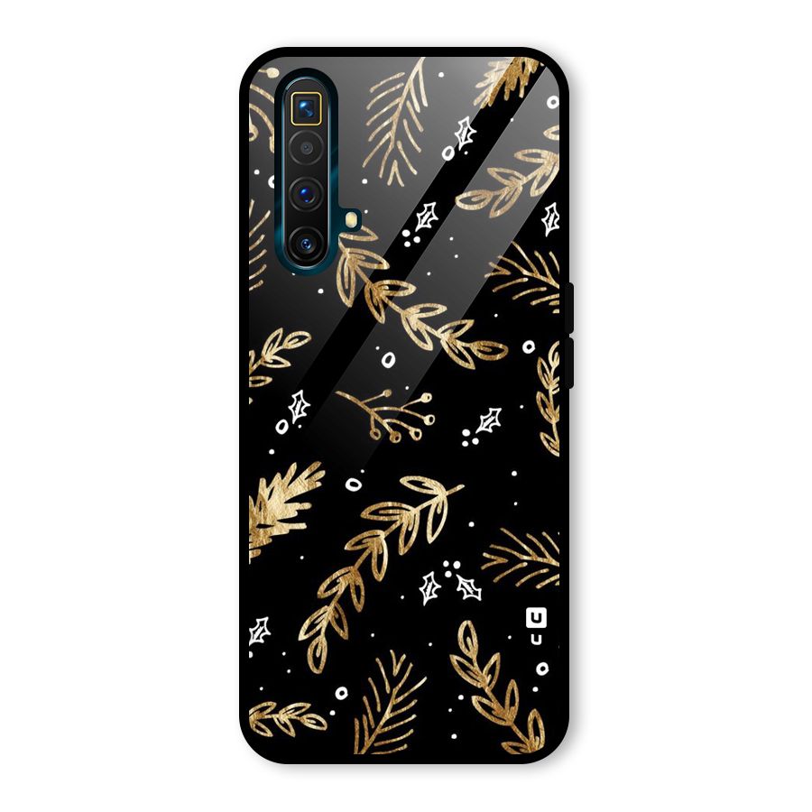 Gold Palm Leaves Glass Back Case for Realme X3 SuperZoom