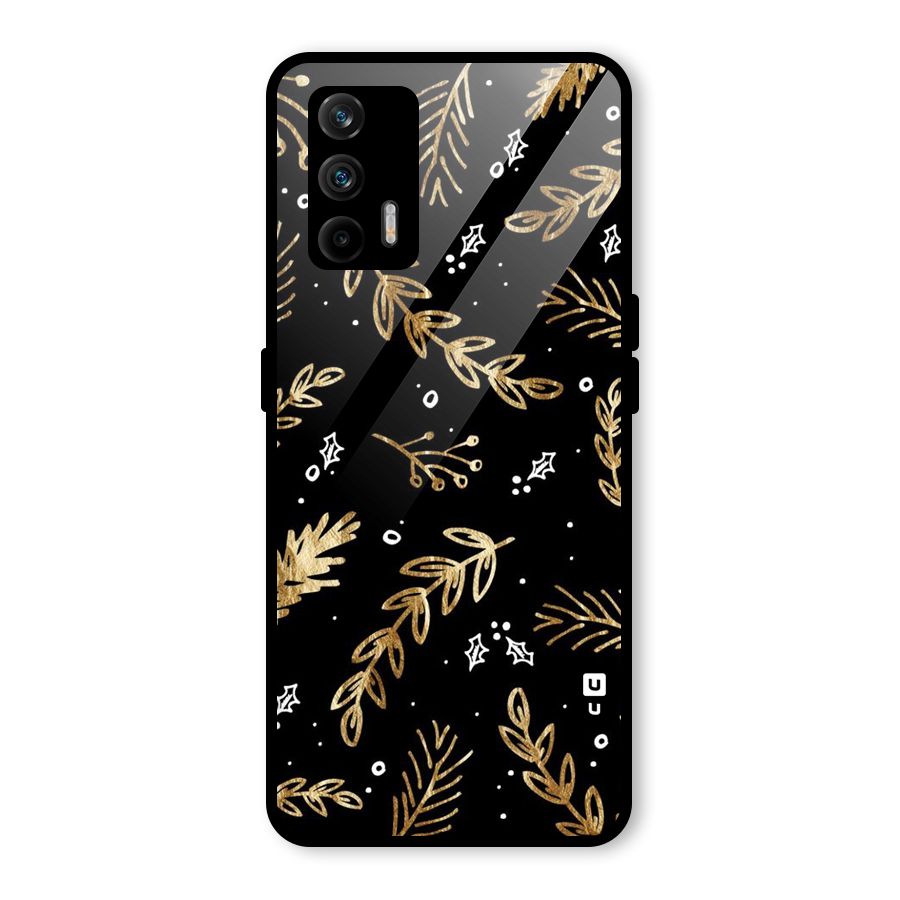 Gold Palm Leaves Glass Back Case for Realme X7 Max