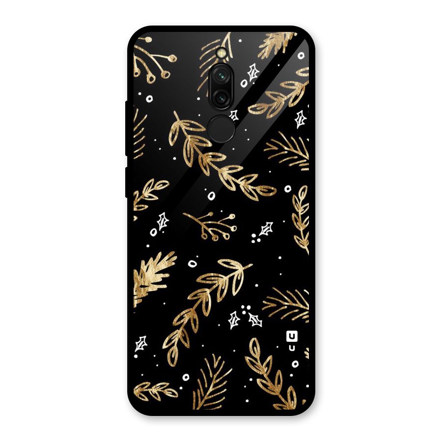 Gold Palm Leaves Glass Back Case for Redmi 8