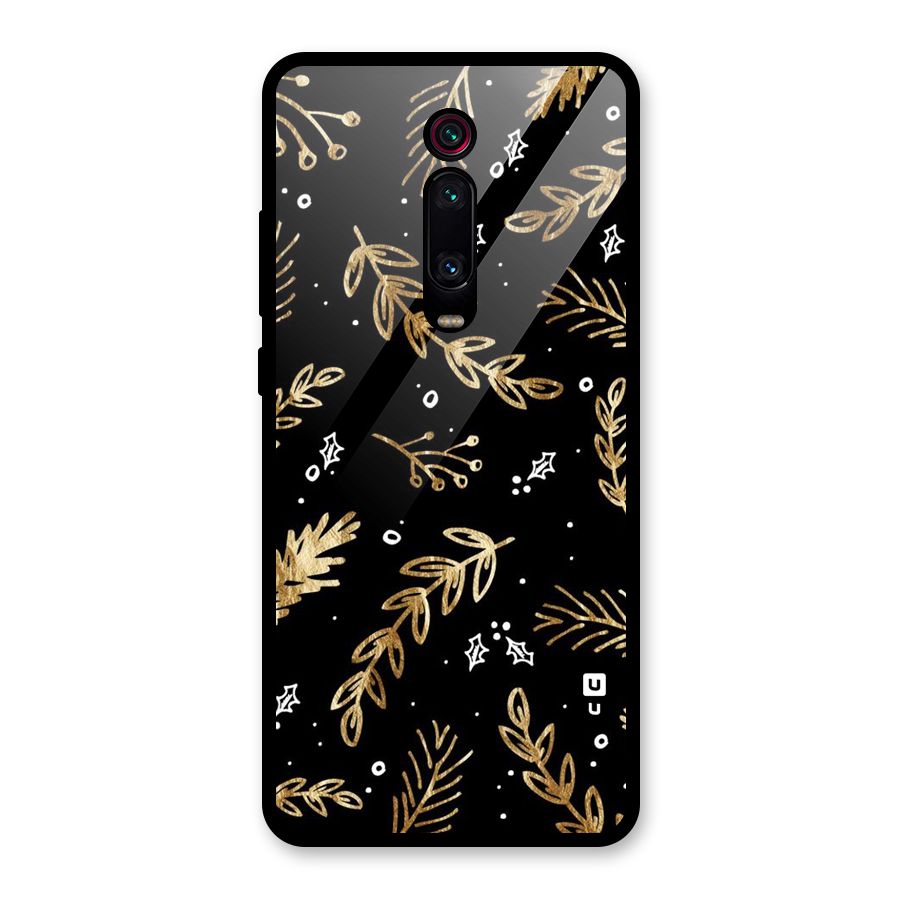 Gold Palm Leaves Glass Back Case for Redmi K20
