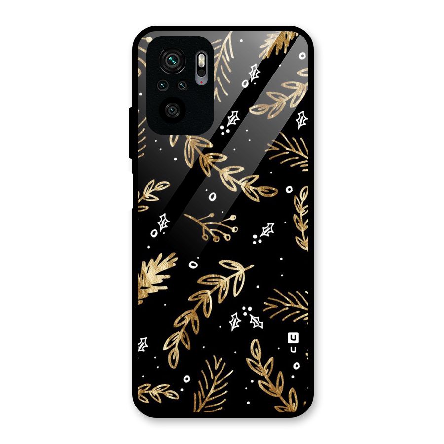 Gold Palm Leaves Glass Back Case for Redmi Note 10S