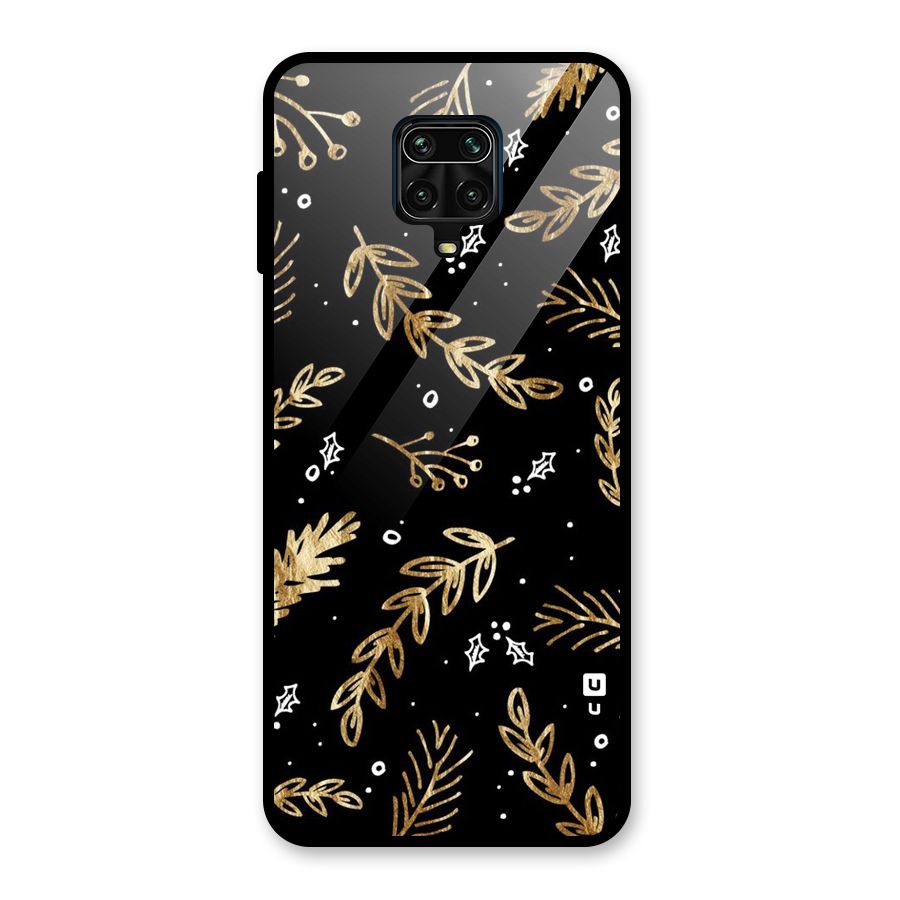 Gold Palm Leaves Glass Back Case for Redmi Note 10 Lite