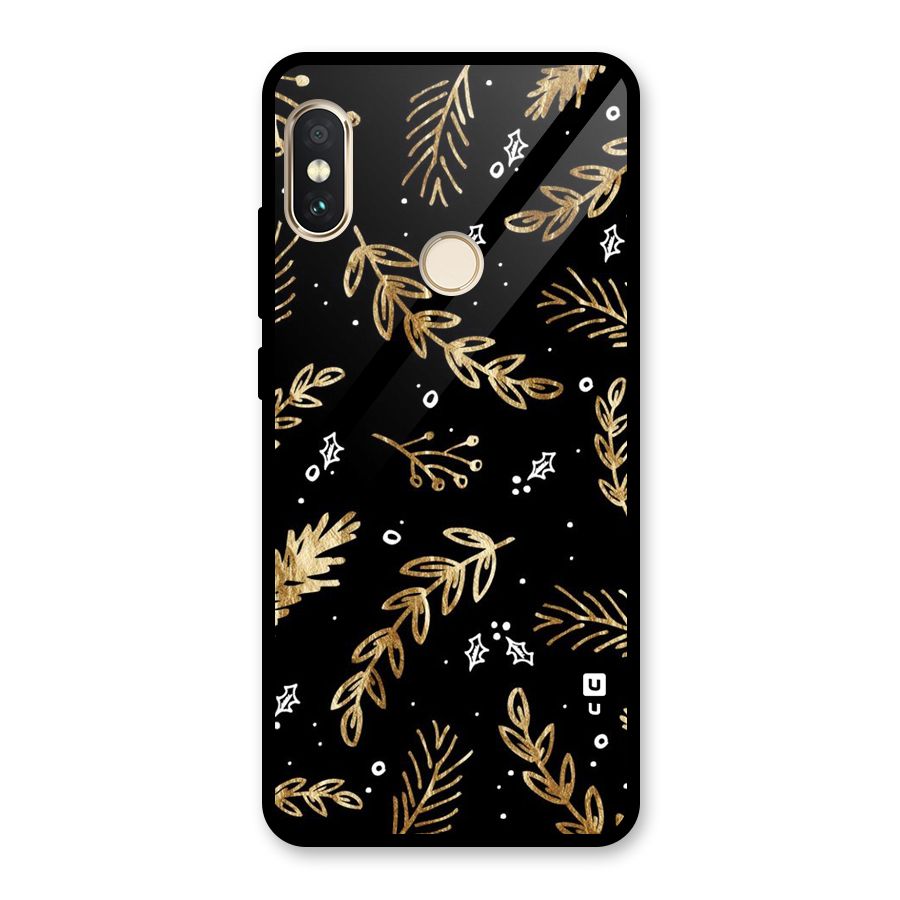 Gold Palm Leaves Glass Back Case for Redmi Note 5 Pro