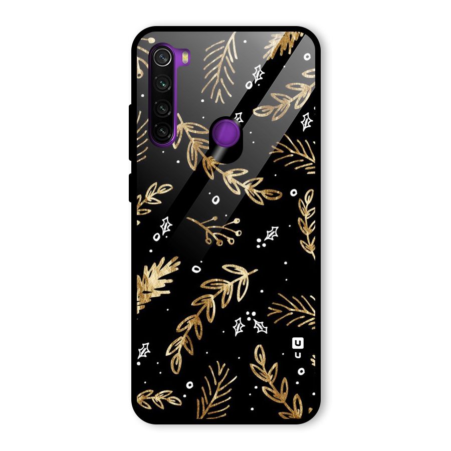 Gold Palm Leaves Glass Back Case for Redmi Note 8