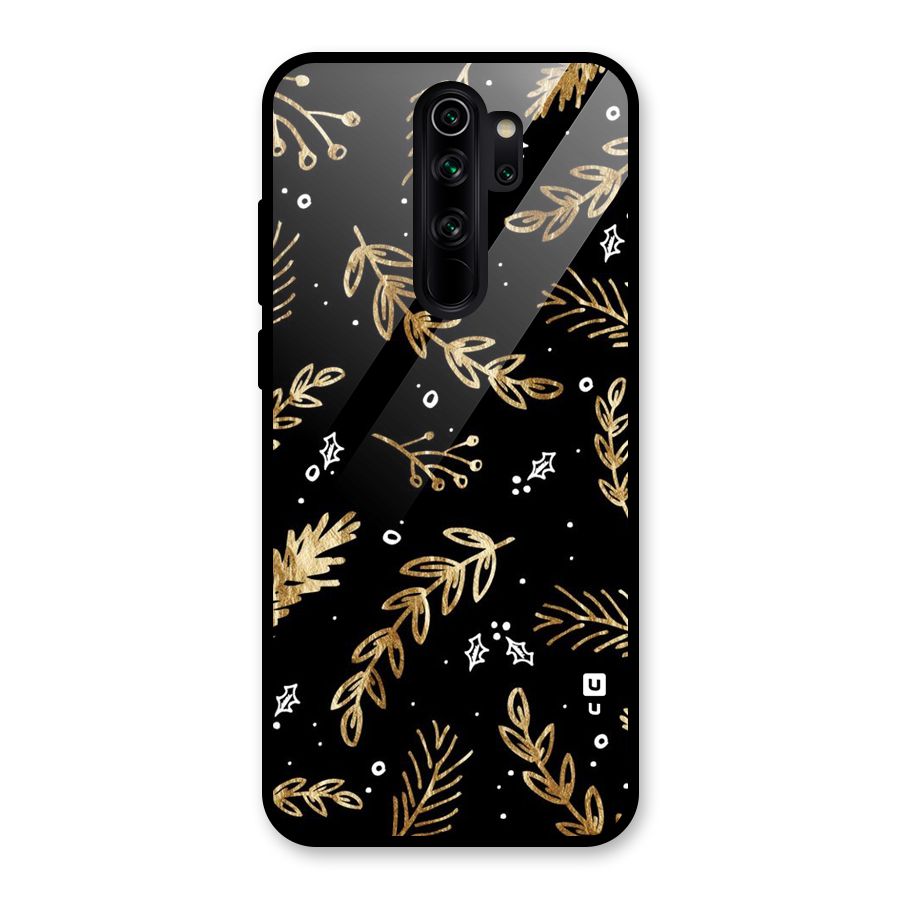 Gold Palm Leaves Glass Back Case for Redmi Note 8 Pro