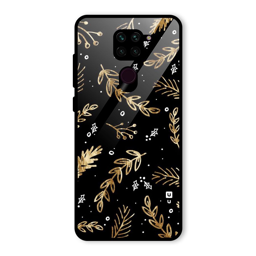 Gold Palm Leaves Glass Back Case for Redmi Note 9