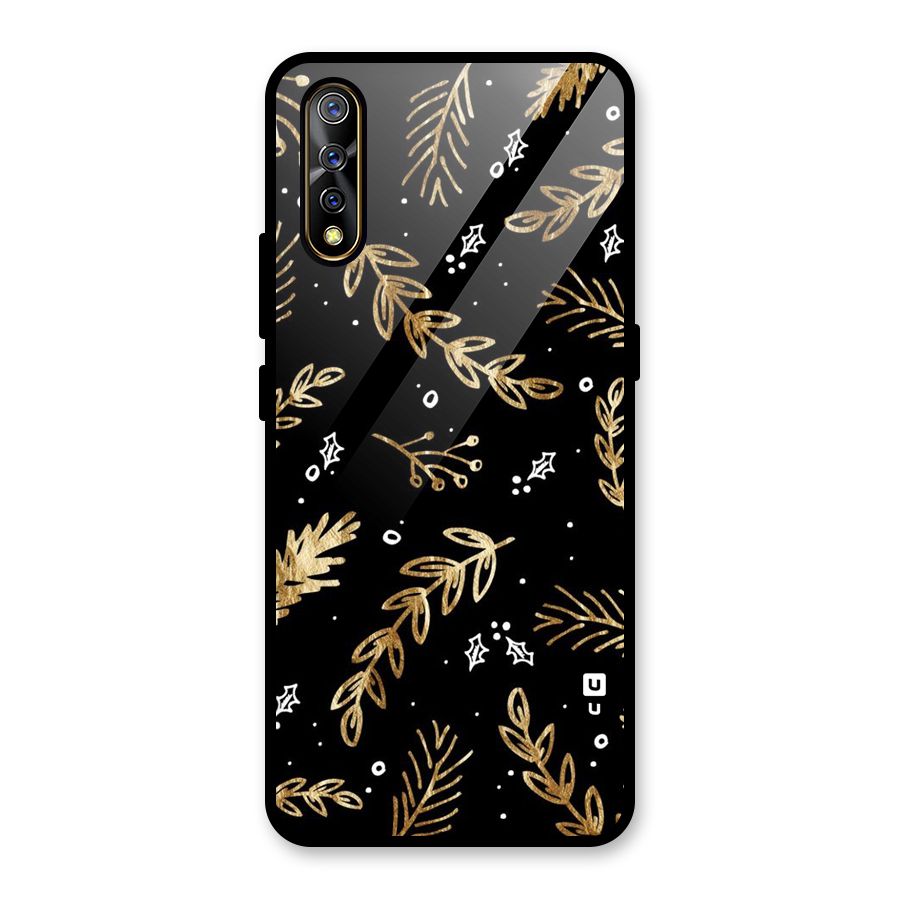 Gold Palm Leaves Glass Back Case for Vivo S1