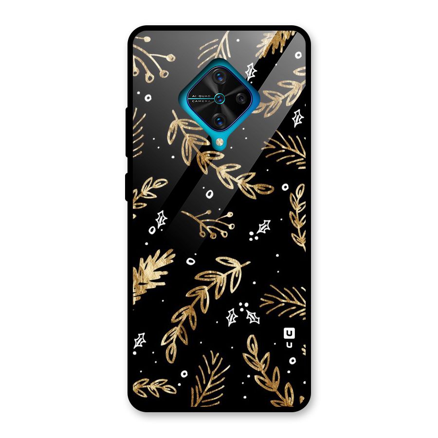 Gold Palm Leaves Glass Back Case for Vivo S1 Pro