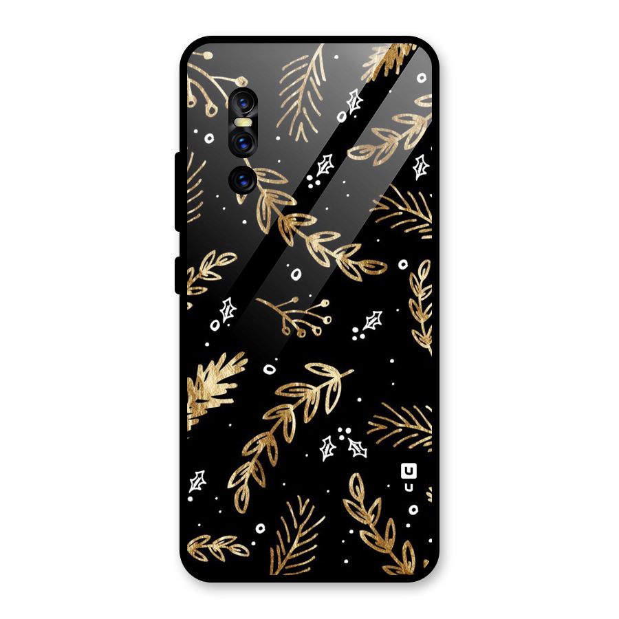Gold Palm Leaves Glass Back Case for Vivo V15 Pro