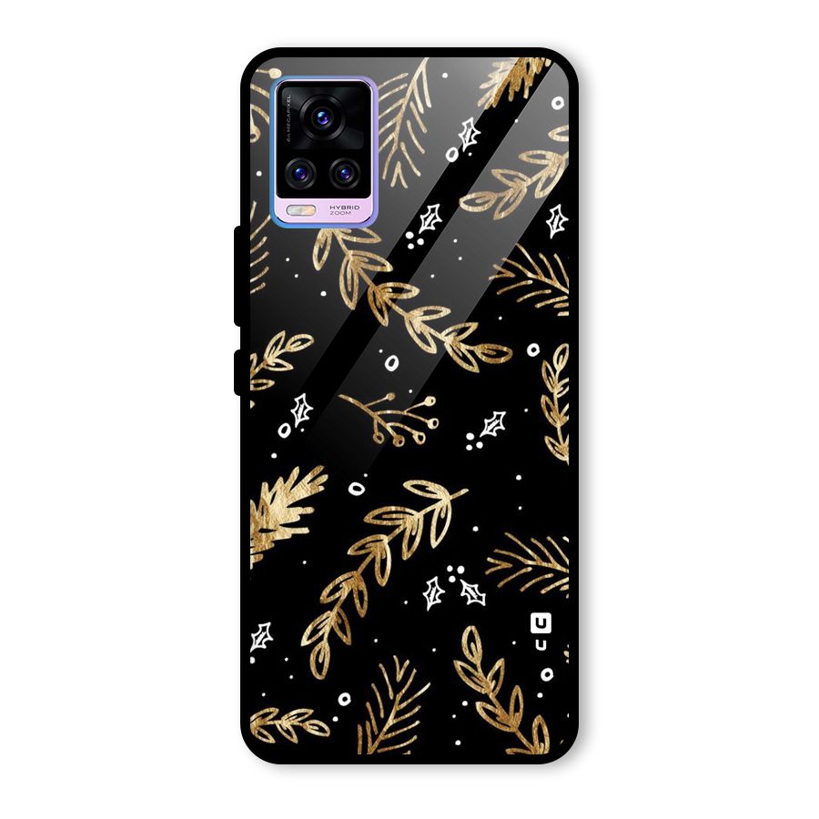 Gold Palm Leaves Glass Back Case for Vivo V20 Pro