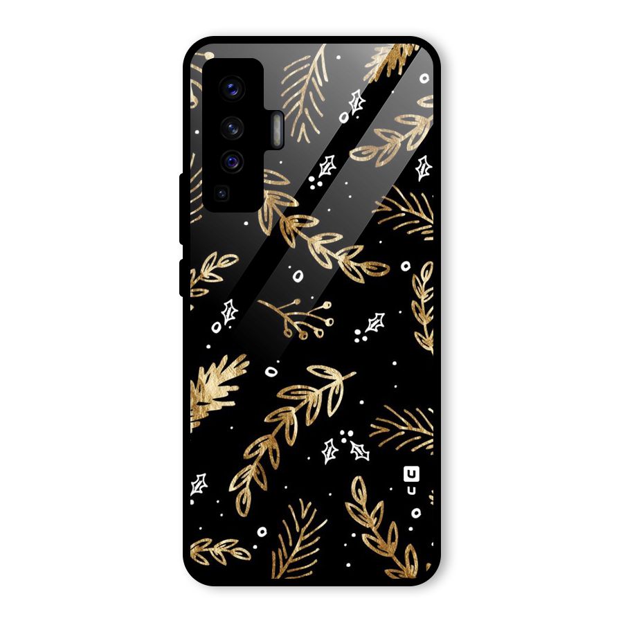 Gold Palm Leaves Glass Back Case for Vivo X50