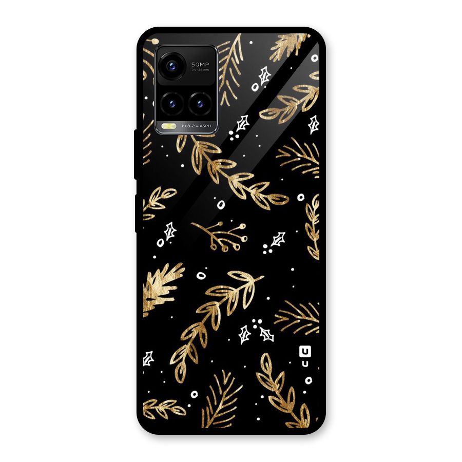 Gold Palm Leaves Glass Back Case for Vivo Y21T