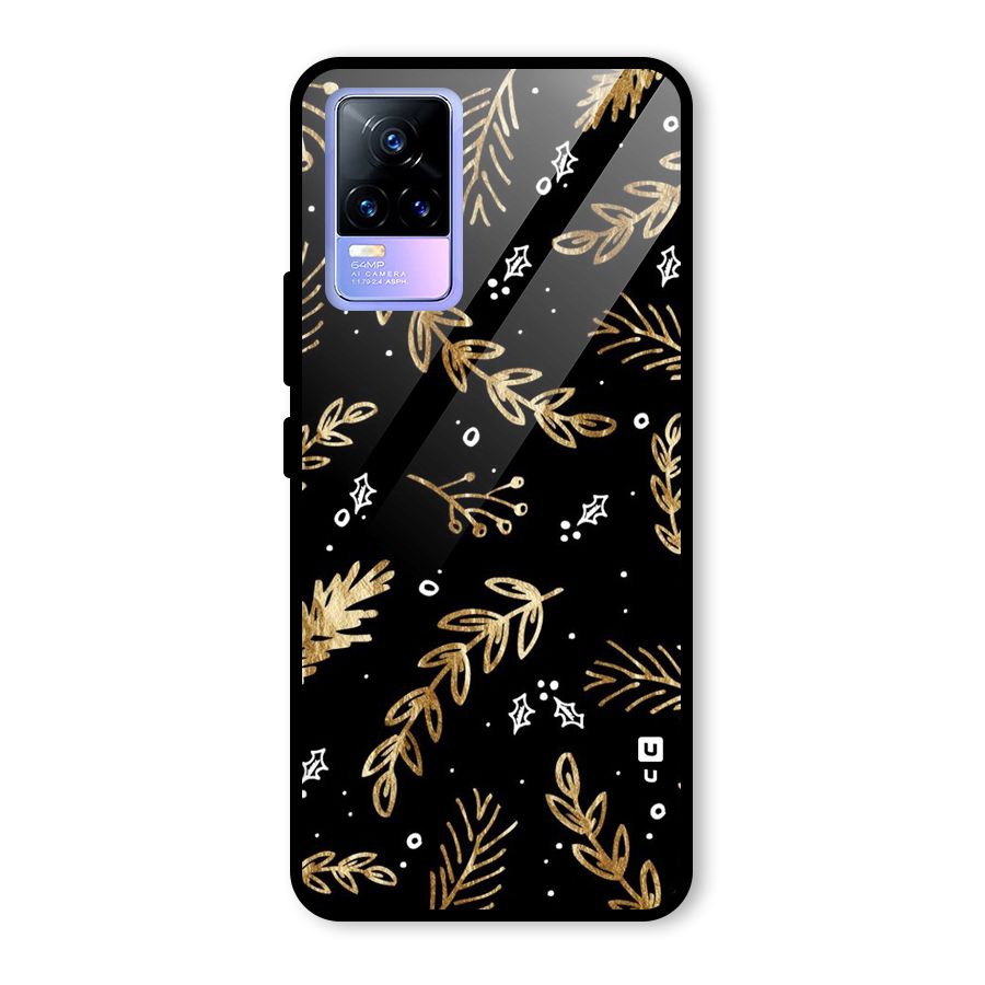 Gold Palm Leaves Glass Back Case for Vivo Y73