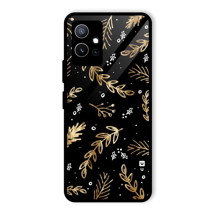 Gold Palm Leaves Glass Back Case for Vivo Y75 5G