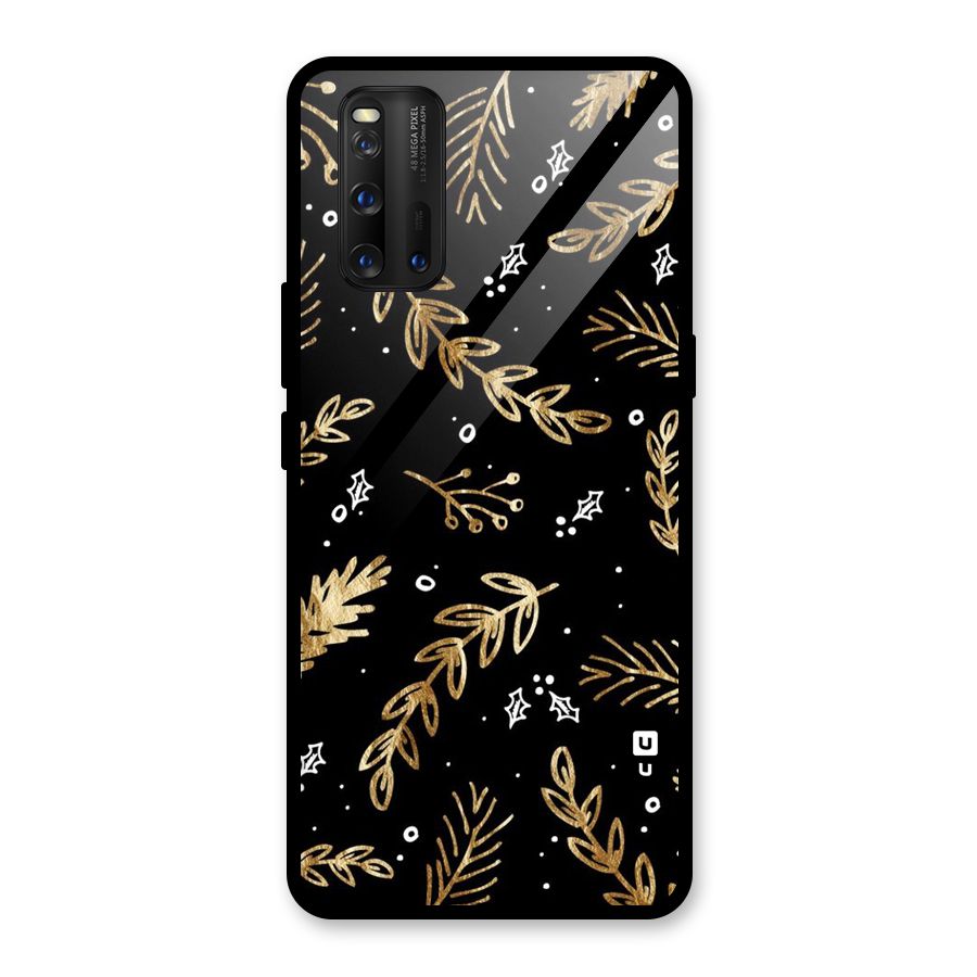 Gold Palm Leaves Glass Back Case for Vivo iQOO 3