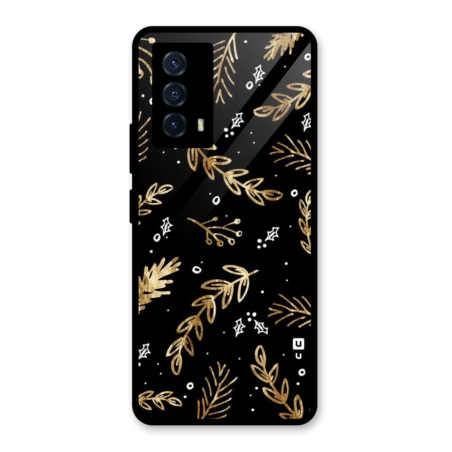 Gold Palm Leaves Glass Back Case for Vivo iQOO Z5