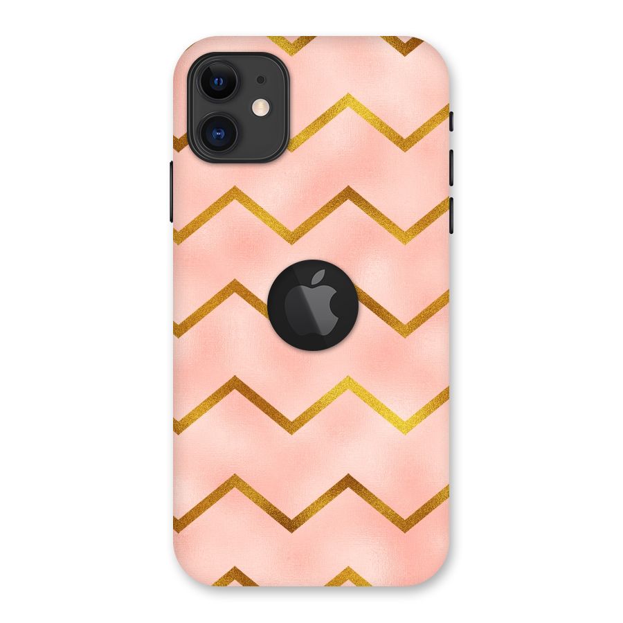 Gold Pink Pattern Back Case for iPhone 11 Logo Cut