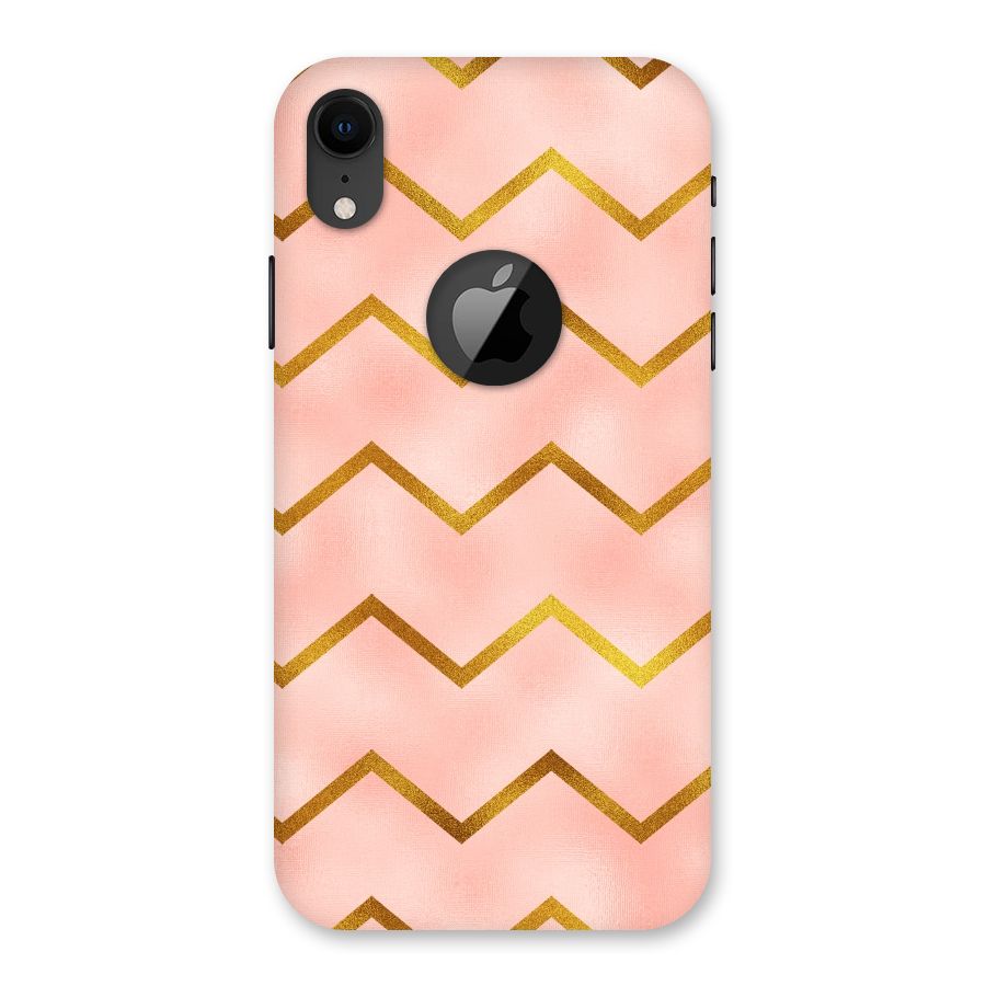 Gold Pink Pattern Back Case for iPhone XR Logo Cut
