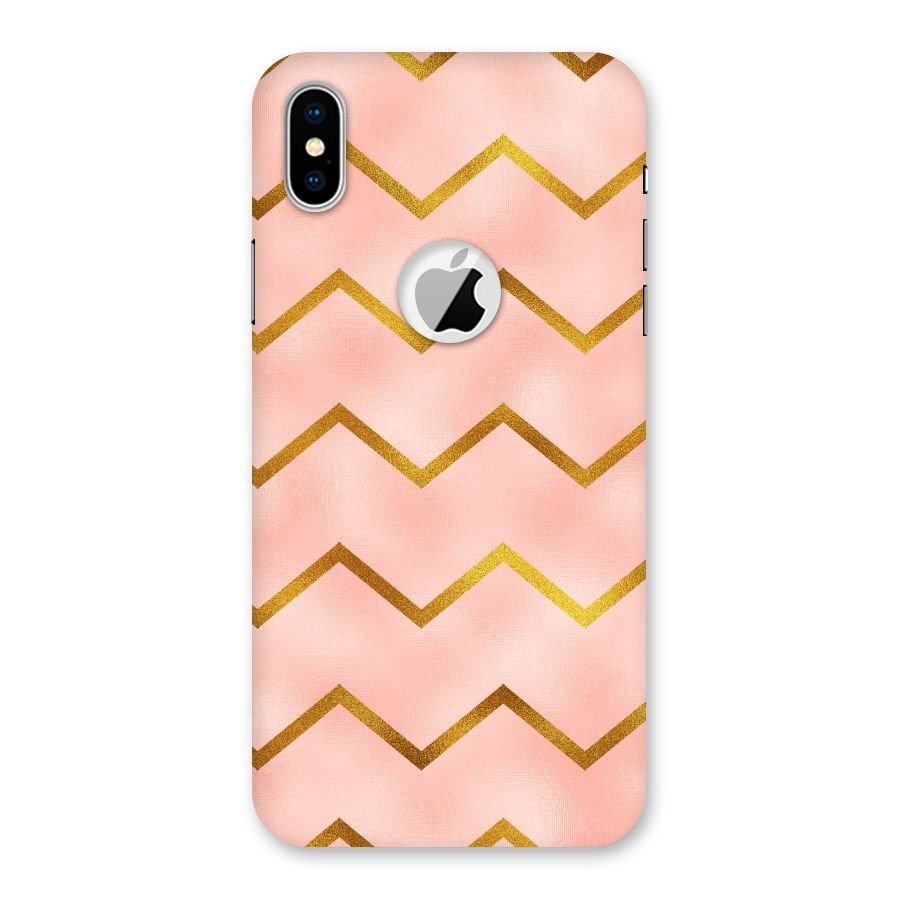 Gold Pink Pattern Back Case for iPhone XS Logo Cut