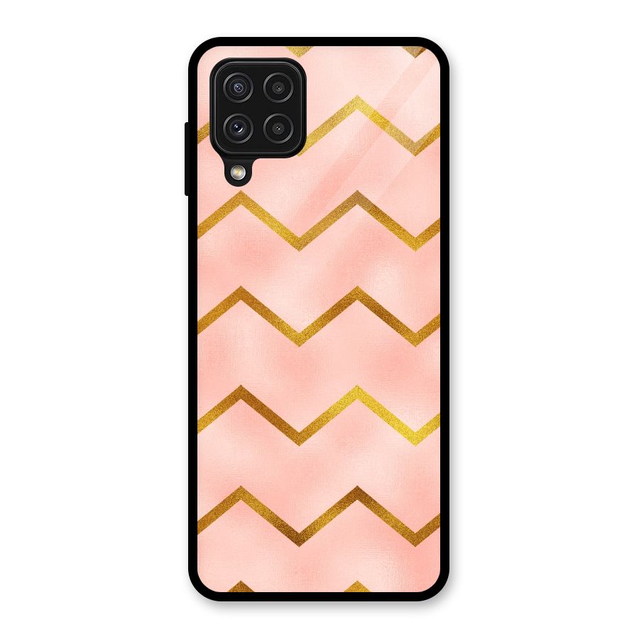 Gold Pink Pattern Glass Back Case for Galaxy A22 4G