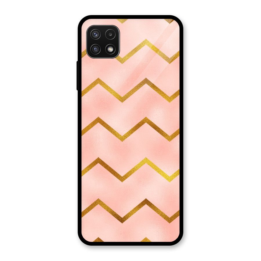 Gold Pink Pattern Glass Back Case for Galaxy A22 5G