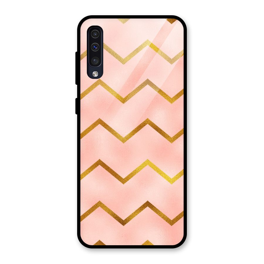 Gold Pink Pattern Glass Back Case for Galaxy A50