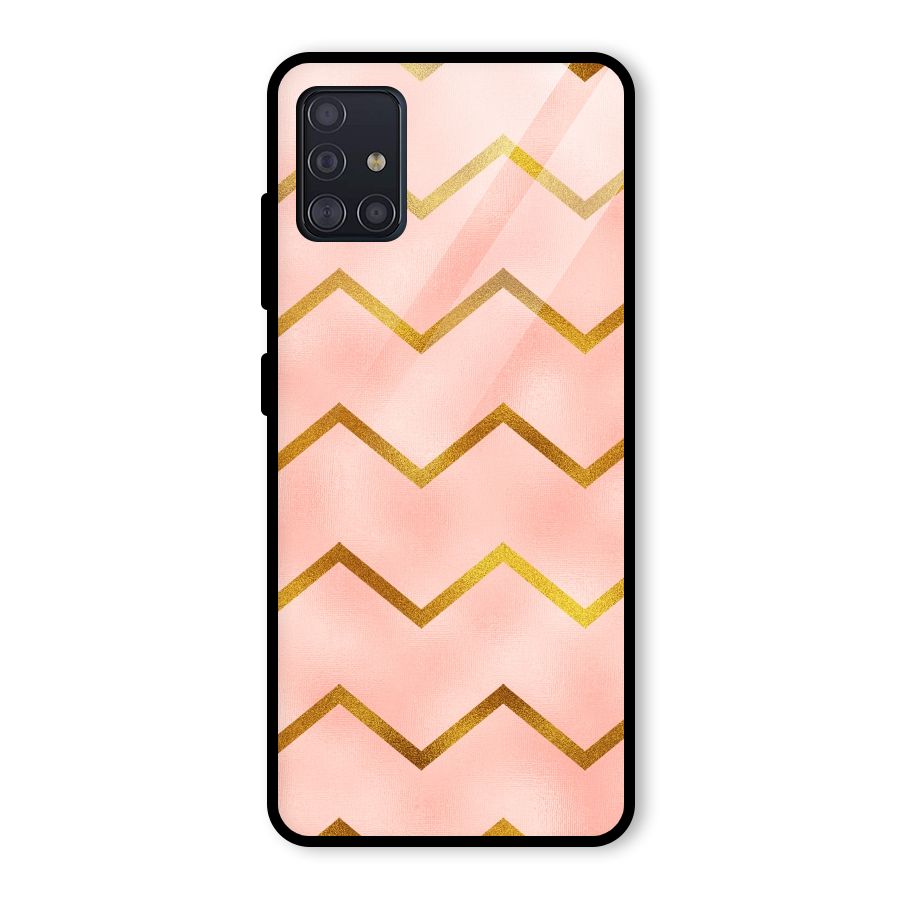 Gold Pink Pattern Glass Back Case for Galaxy A51