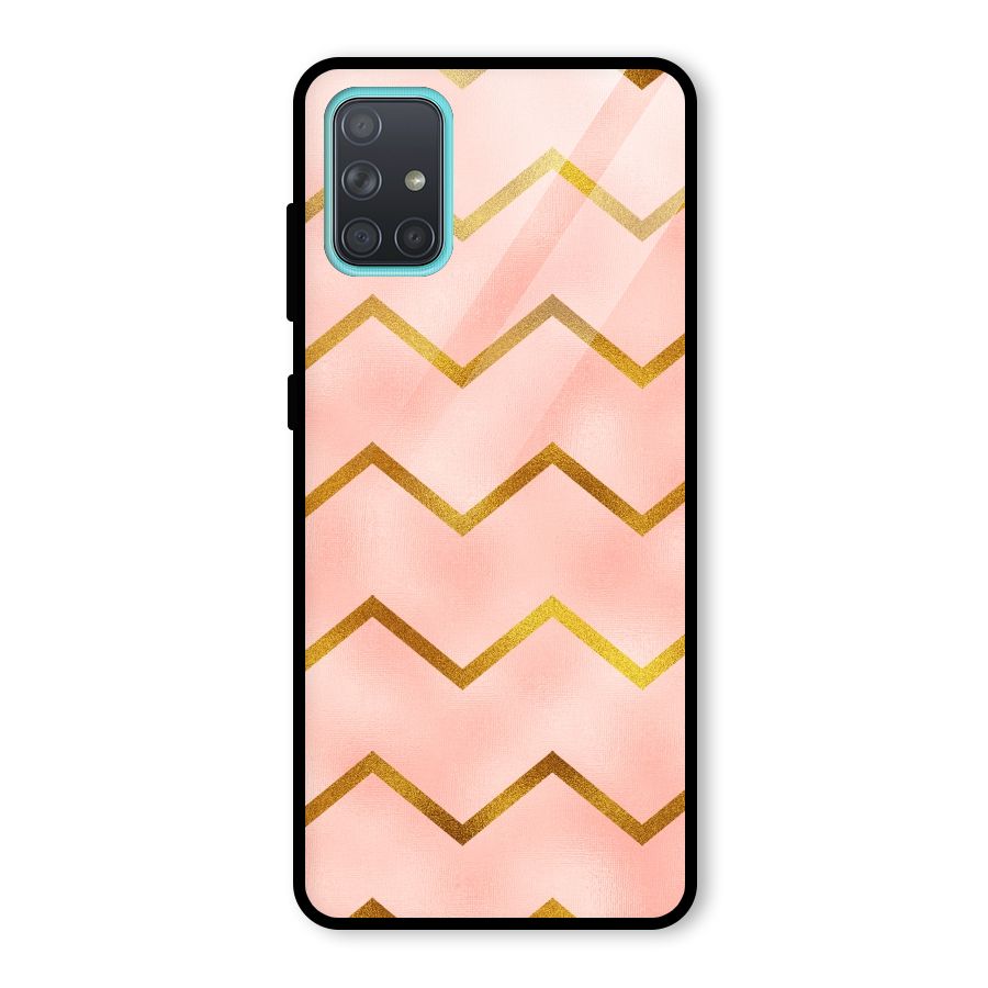 Gold Pink Pattern Glass Back Case for Galaxy A71