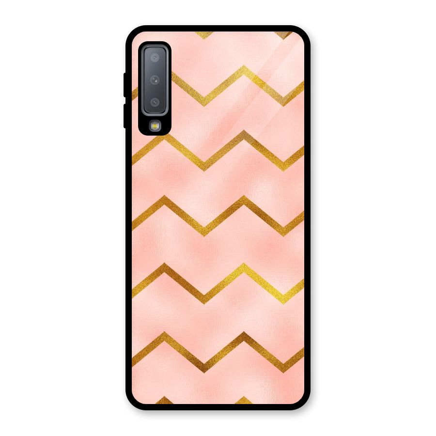 Gold Pink Pattern Glass Back Case for Galaxy A7 (2018)