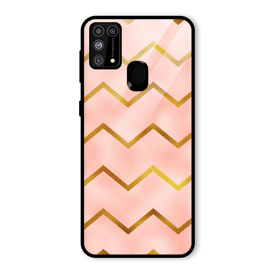 Gold Pink Pattern Glass Back Case for Galaxy F41