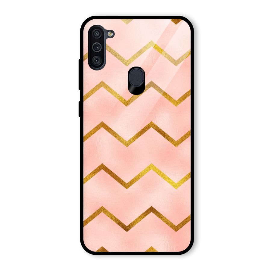 Gold Pink Pattern Glass Back Case for Galaxy M11