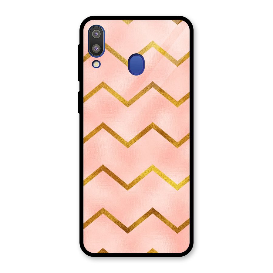Gold Pink Pattern Glass Back Case for Galaxy M20