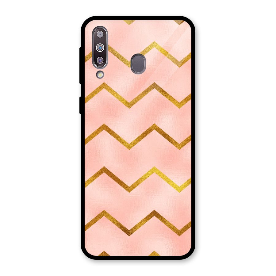 Gold Pink Pattern Glass Back Case for Galaxy M30
