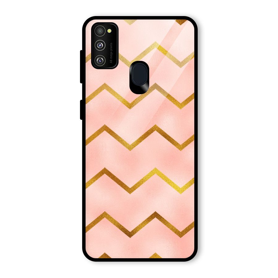 Gold Pink Pattern Glass Back Case for Galaxy M30s