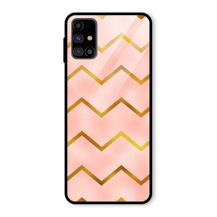 Gold Pink Pattern Glass Back Case for Galaxy M31s