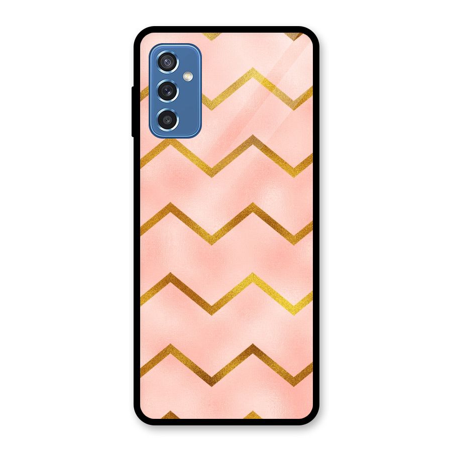 Gold Pink Pattern Glass Back Case for Galaxy M52 5G
