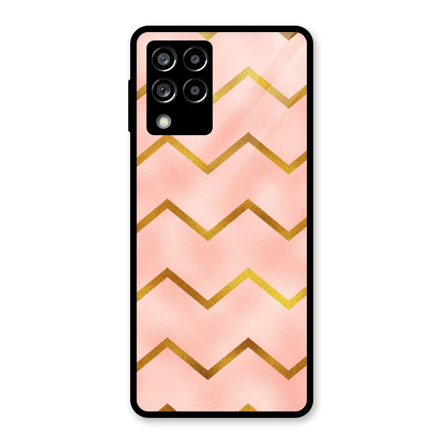Gold Pink Pattern Glass Back Case for Galaxy M53 5G