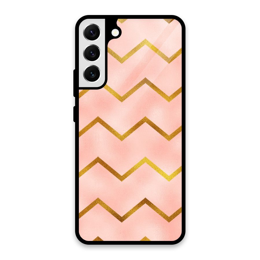 Gold Pink Pattern Glass Back Case for Galaxy S22 Plus 5G