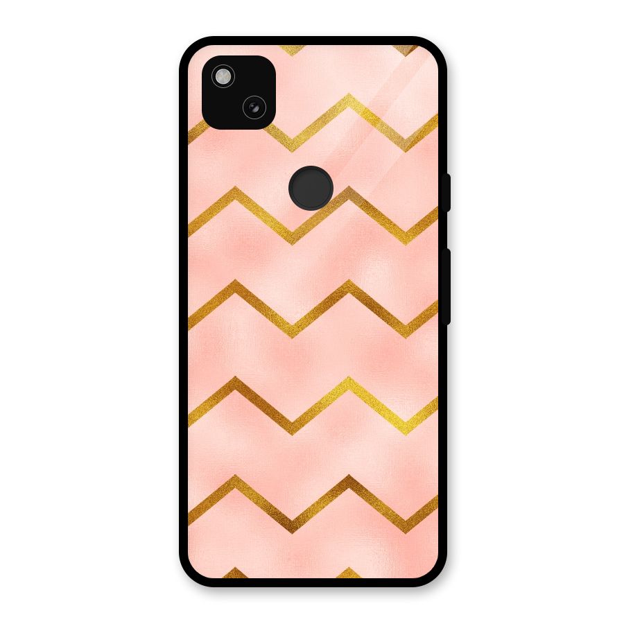 Gold Pink Pattern Glass Back Case for Google Pixel 4a