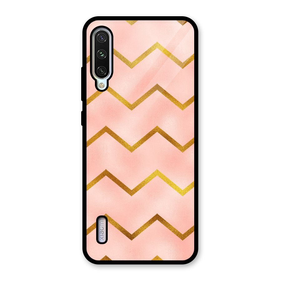Gold Pink Pattern Glass Back Case for Mi A3