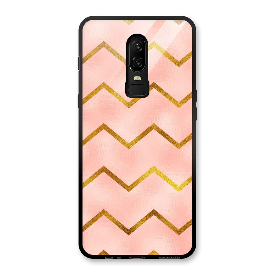 Gold Pink Pattern Glass Back Case for OnePlus 6